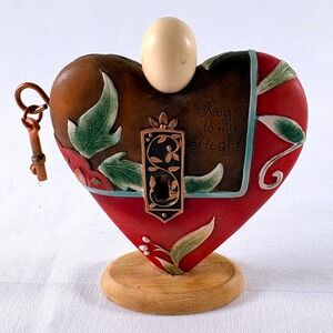 Enesco Take Heart Karen Hahn Red‎ Key to my Heart 2007 Floral Resin Figurine